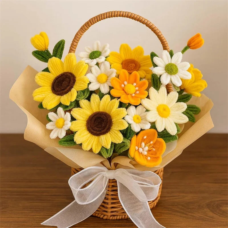 230Pcs/Set Chenille Stems Pipe Cleaners with Flower Centers DIY Handmade Crafts Materials Kids Art Toy Wedding Party Home Decor