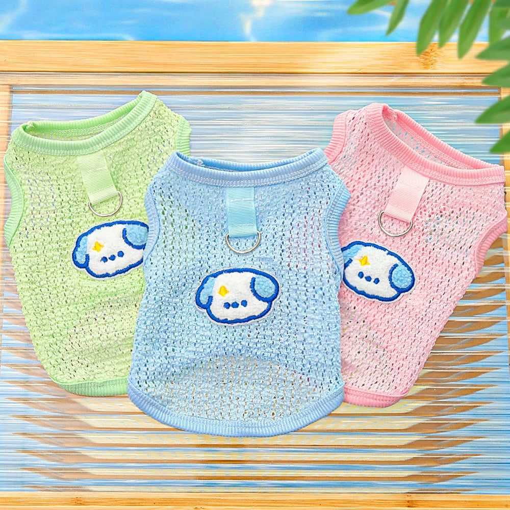 Cute Dog Cooling Vest Solid Breathable Mesh Thin Small Dog Summer Clothes  Bichon Medium Cat T Shirts Clothing Puppy Undershirt