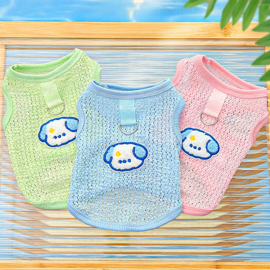 Cute Dog Cooling Vest Solid Breathable Mesh Thin Small Dog Summer Clothes  Bichon Medium Cat T Shirts Clothing Puppy Undershirt