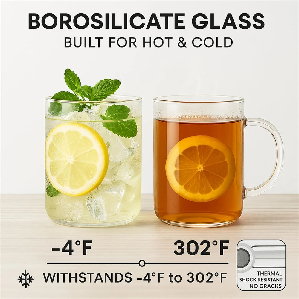 1000ML Glass Tumbler with Straw and Lid Reusable Iced Coffee Tumbler for Hot & Cold Drinks Smoothies, Tea, Juice, Office, Car
