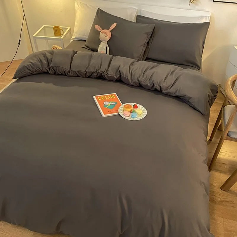 2025 New Solid Color Duvet Cover Double/Queen Size Anti-Mite Durable Comforter Cover Simple Durable (No Pillowcase)