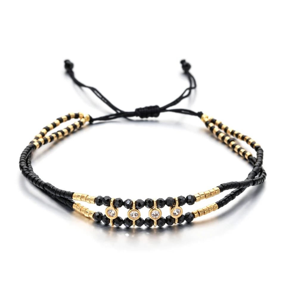 ZMZY Bohemian Natural Stone Beaded Bracelet for Women Gold Plated Crystal Beads Layered Bracelet Ladies Jewelry Friends Gift New