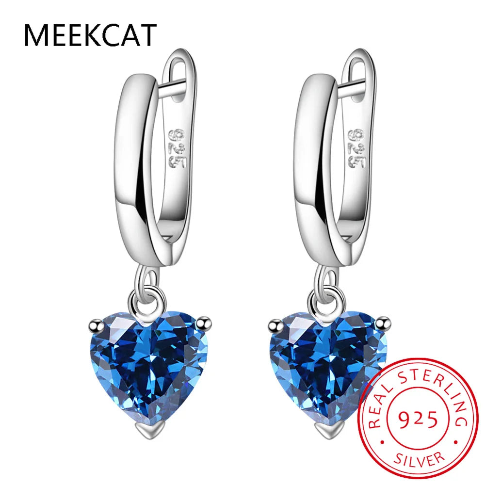 Oval Genuine Natural Blue Topaz 925 Sterling Silver Drop Earrings for Women Fashion Statement Gemstone Jewelry
