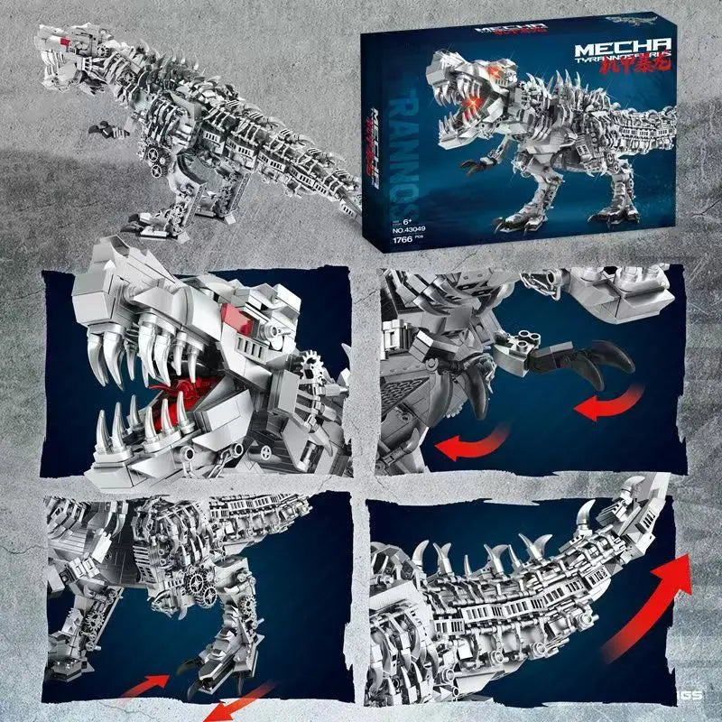 Jurassic World Articulated Mechanical T-Rex Building Blocks, Dinosaur Model Ornament, Kids Toy Gift