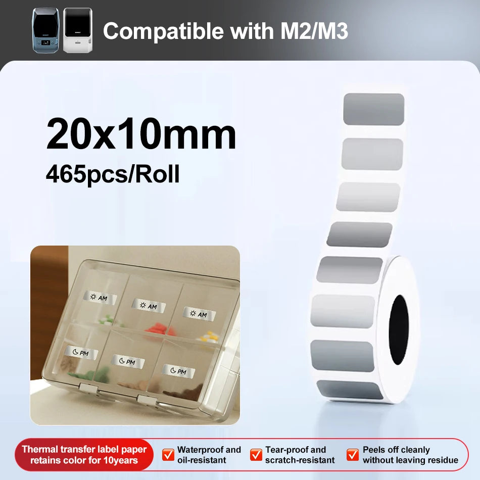Niimbot M2/M3 Laser-color Silver/Matte Silver Labels Thermal Transfer Printing Paper Round Square Sticker for Niimbot M2 Printer