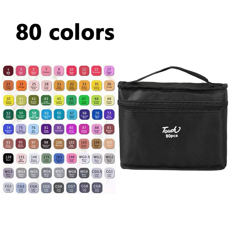 24-168 Colored Marker Pens Set Manga Brush Pen Drawing sketch Kawaii Art School Supplies Stationery Paint Lettering Markers