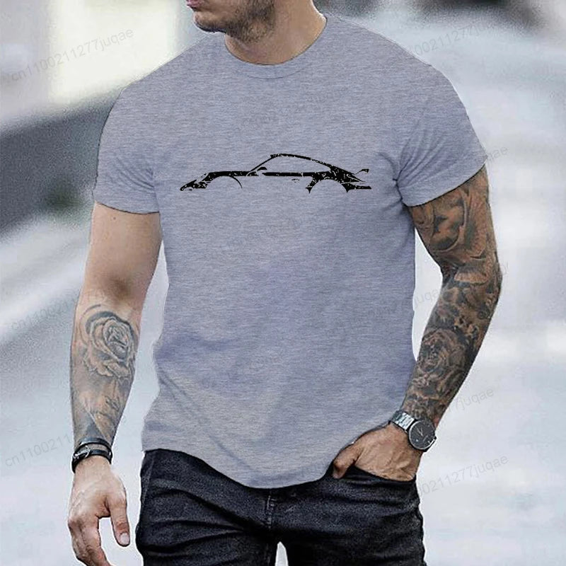Minimalist Style T-Shirt for Men Women,Round Neck Short Sleeve Tee Shirts, Funny Race Car Printed T-Shirts for Men & Women Tops