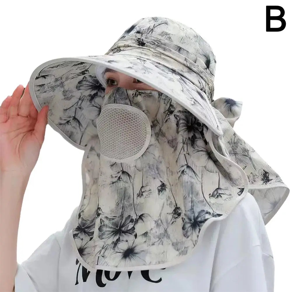 2025 New Wide Brim Sun Hat Face & Cooling Gel Band For Outdoor Wide Brim UV Protection Mesh Sunscreen Hat