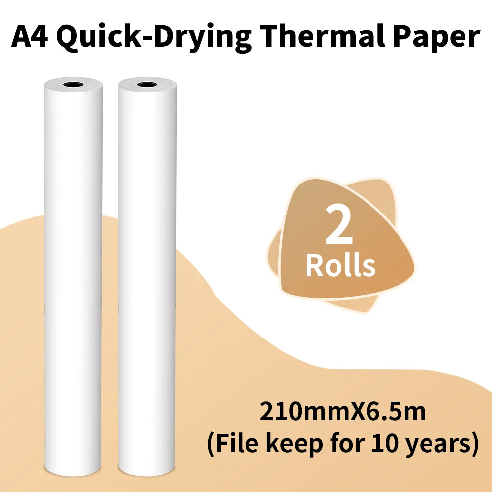 A4 Thermal Paper 216mm Paper Quick-dry Continuous Paper Suitab for Phomemo M08F/M832/M833/M834/M835 Portable Printer