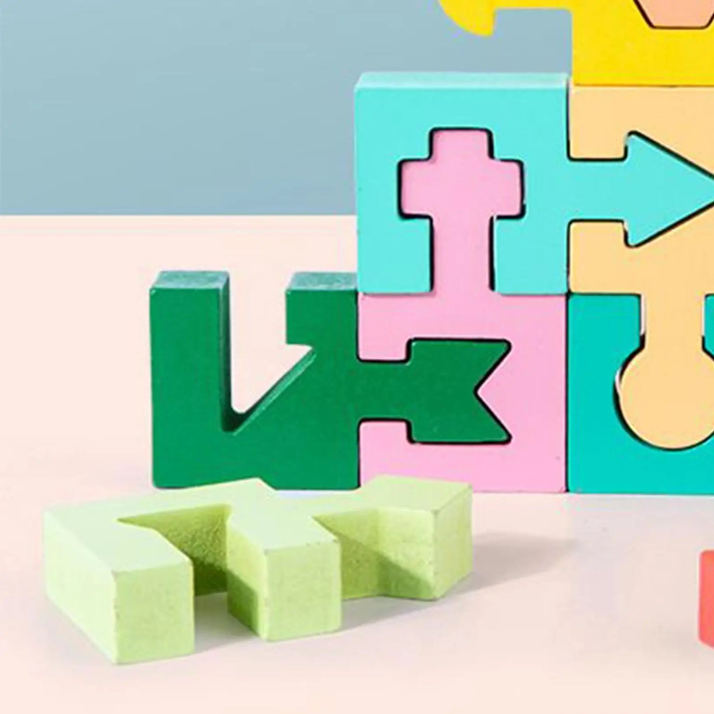Wooden Puzzles Geometric Shape Matching Toy 16 Pcs Jigsaw Puzzle for Kids Boys Girls Learning Home School Kindergarten Education