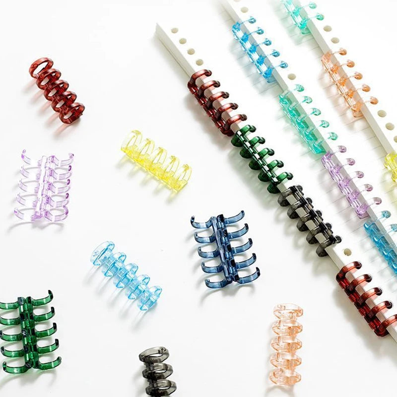 20PCS 5hole Loose-leaf Binder Ring Notebook Spring Spiral Rings Binder Strip Buckle Clip Binding Clip School Supplies Stationery
