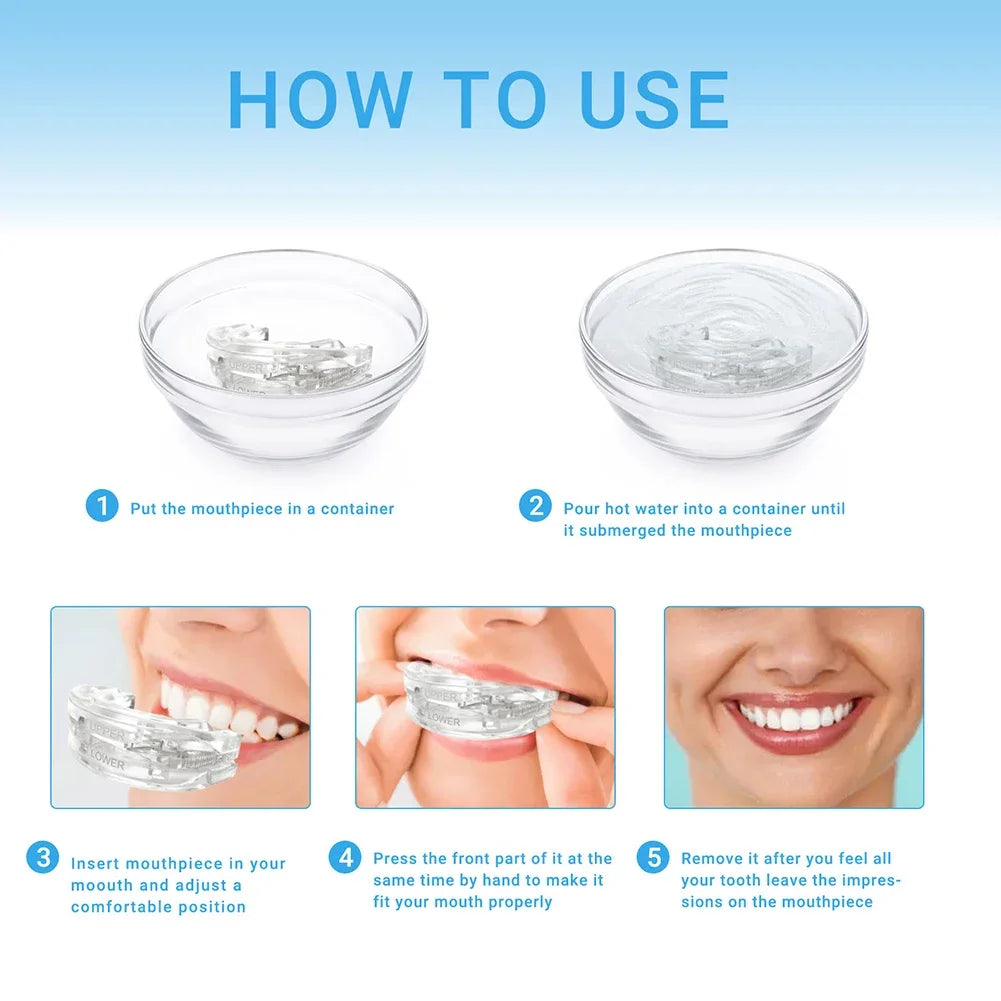 Reusable Anti Snore Mouth Guard with Storage Box Anti Snoring Bruxism Mouth Guard Improve Sleeping Reduction Snoring Device