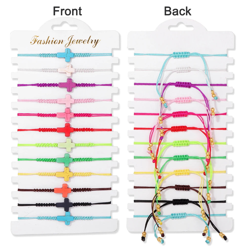 Wholesale 12pcs/set Bohemia Bracelet Set Colorful Natural Stone Crystal Seed Beads Evil Eye Braided Bracelets For Women Men