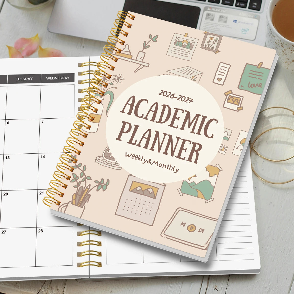 A5 2026-2027 Academic Planner Weekly Monthly Organizer, Jan 2026 to Dec 2027, School Student Teacher Spiral Notebook Calendar