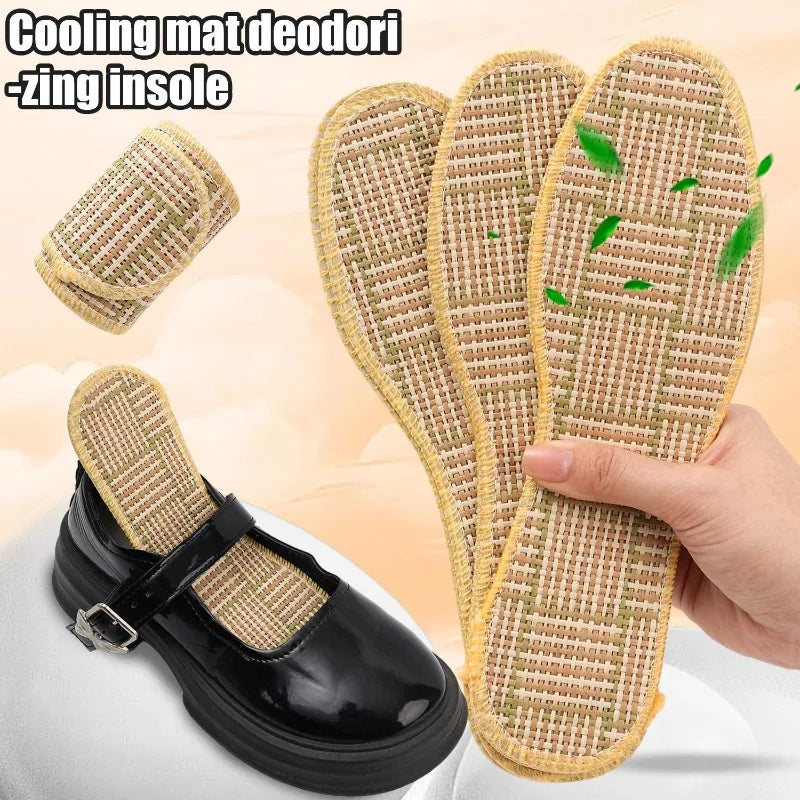 Summer Bamboo Wood Cooling Mat Insoles Double-layer Shoe Pads Deodorant Breathable Shoe Inserts for Men Women Foot Care Kit