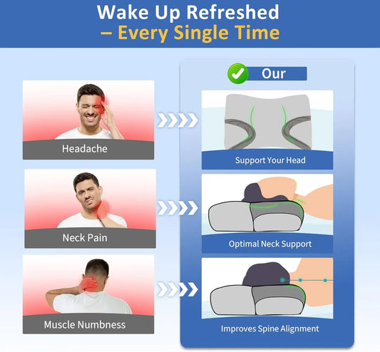 CPAP Pillow for Sleep Apnea, Memory Foam Neck Support Pillow, Ergonomic Design for Side Back Stomach Sleepers, Relief Snoring