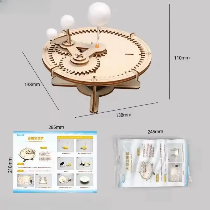 DIY Solar System Model Mechanical Set  Astronomy Sun Earth Moon Planet STEM Experiment Toy Set Science Education Wooden Puzzle