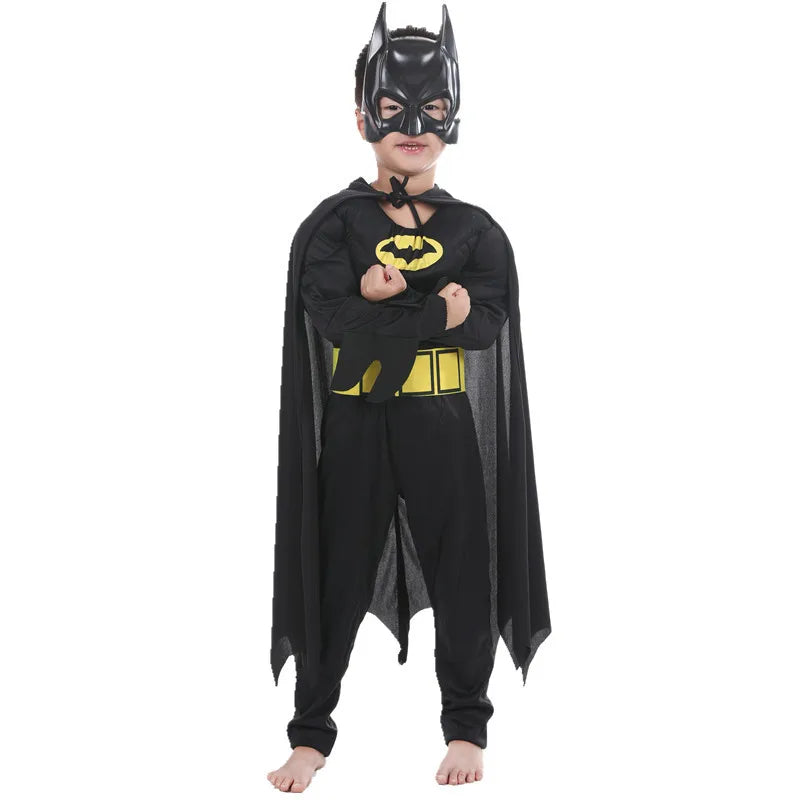 Halloween Children Boys Bat Cosplay Costume Batboy Fancy Black Superhero Cosplay Kids Costume Outfits Comic Masquerade Evening