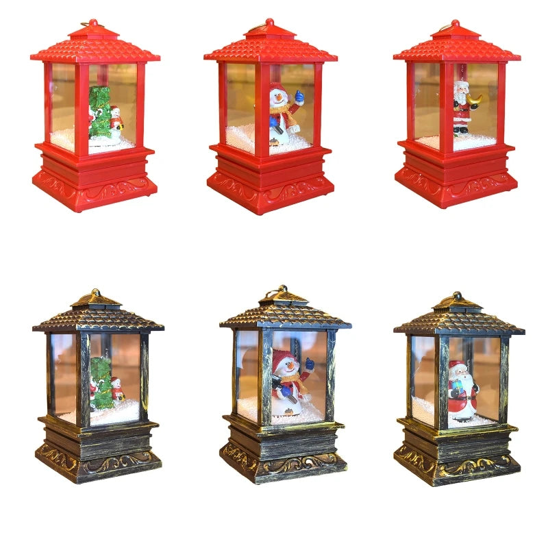 Christmas Lantern Music Snow Spraying Decor Light Ornament Holiday Party Decor
