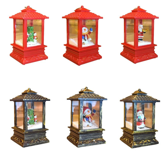 Christmas Lantern Music Snow Spraying Decor Light Ornament Holiday Party Decor