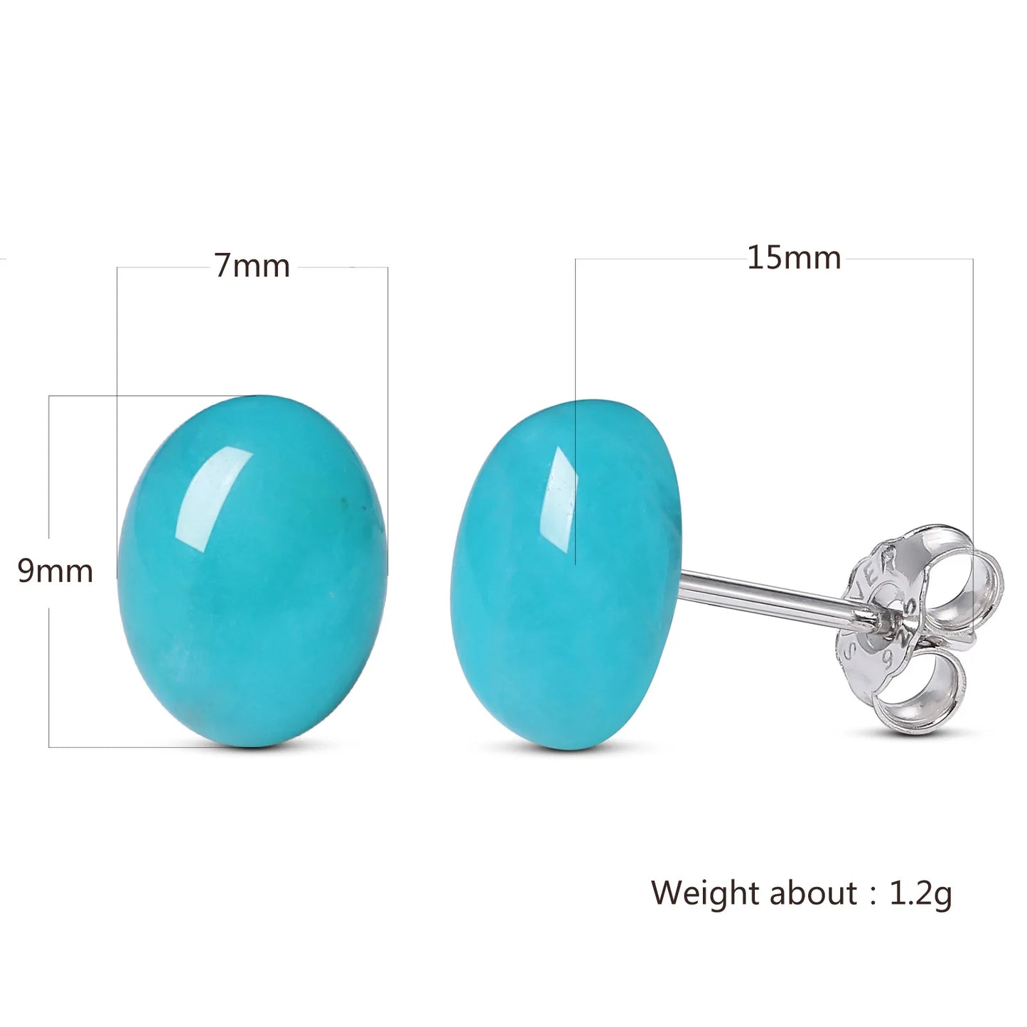 ITSMOS Natural Amazonite Stone s925 sterling Silver Earrings Studs Simple Luxurious Ear Jewelry Hypoallergenic For women