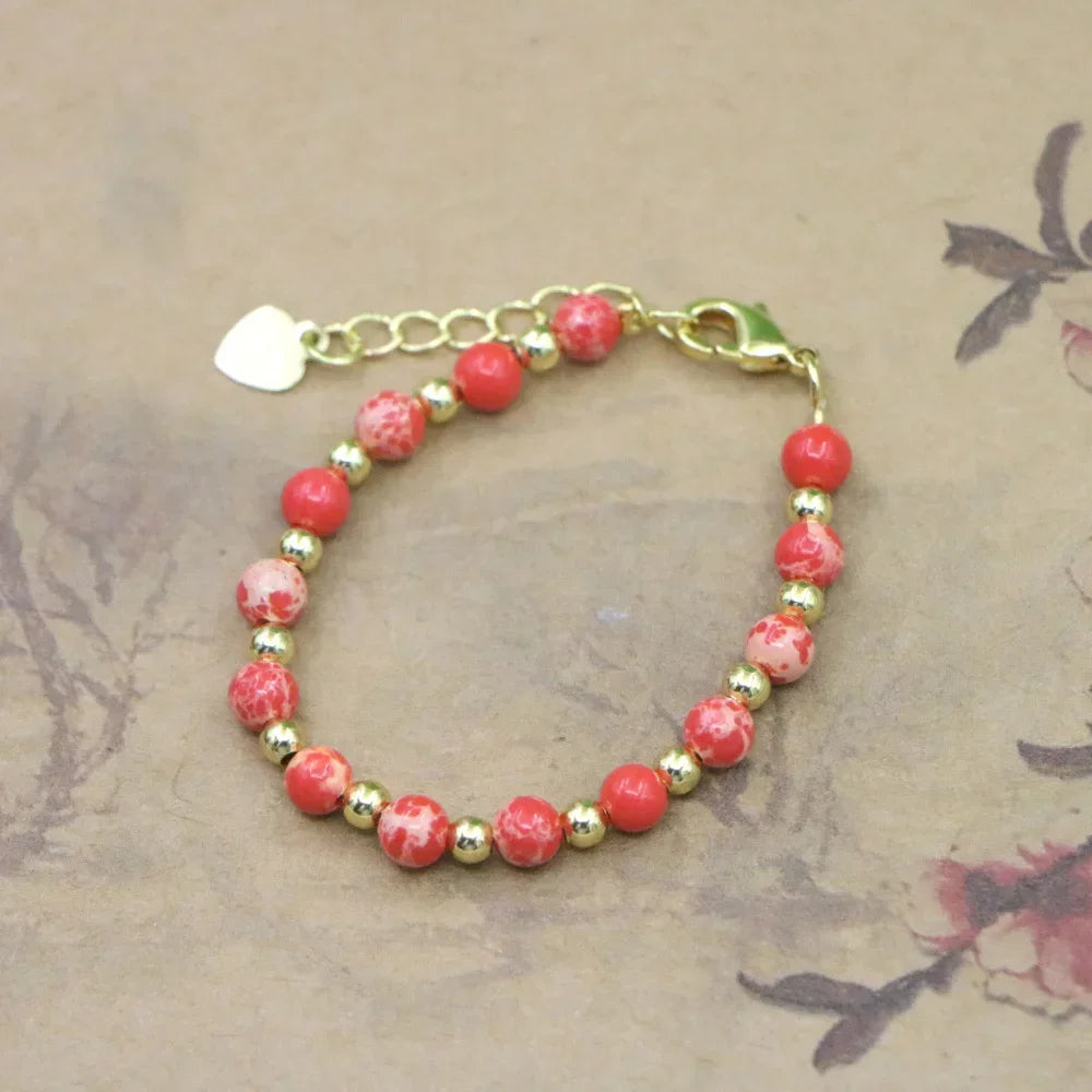 Lovely Fashion Natural Stone Bead Bracelet Baby Girls Lobster Clasp Accessories Girls Yoga Christmas Wedding Gift Jewelry Charm