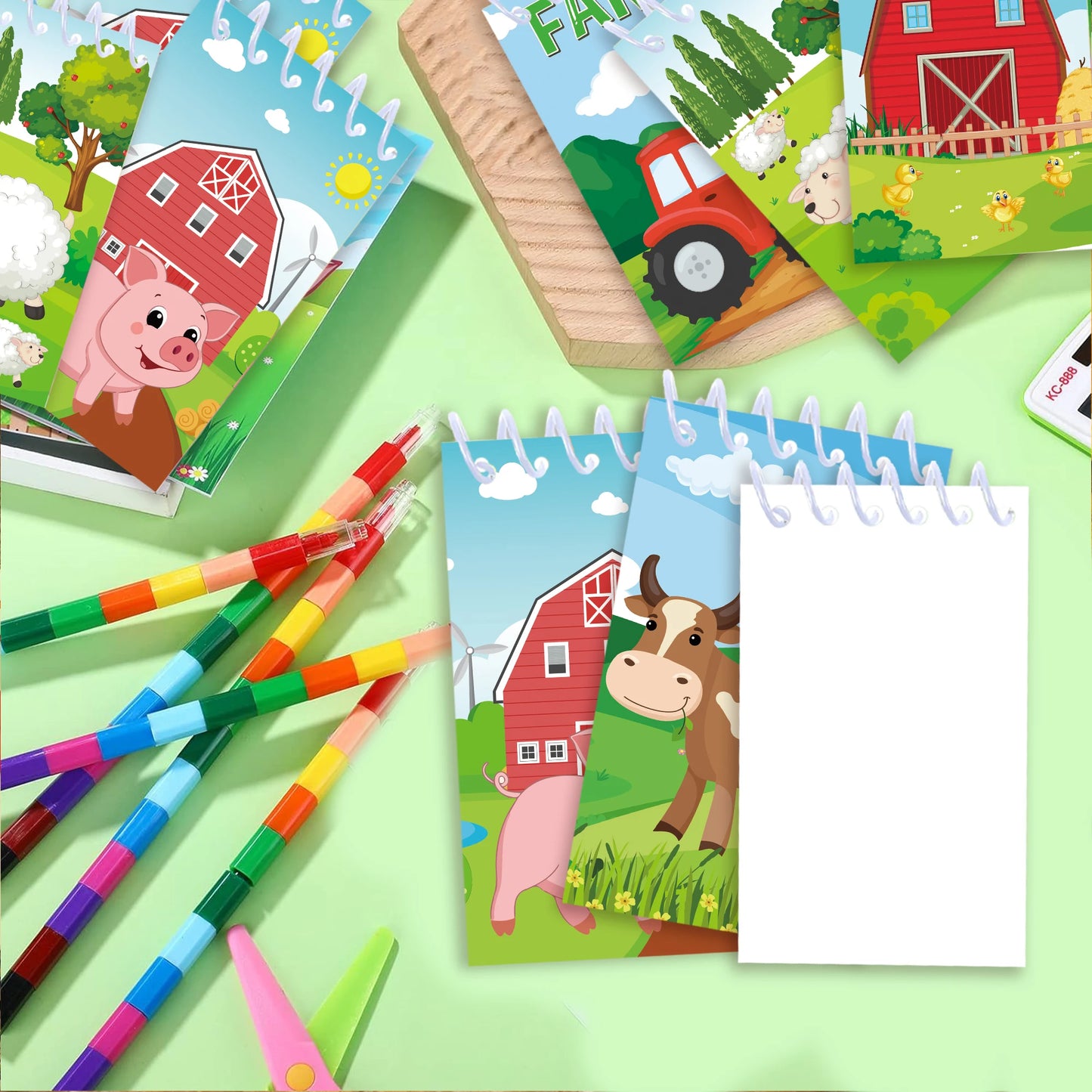 8pcs Farm Animals Spiral Pocket Notebook 8 Designs Portable Mini Memo Pad Notepads Coil Booklet For Gifts Office Stationery