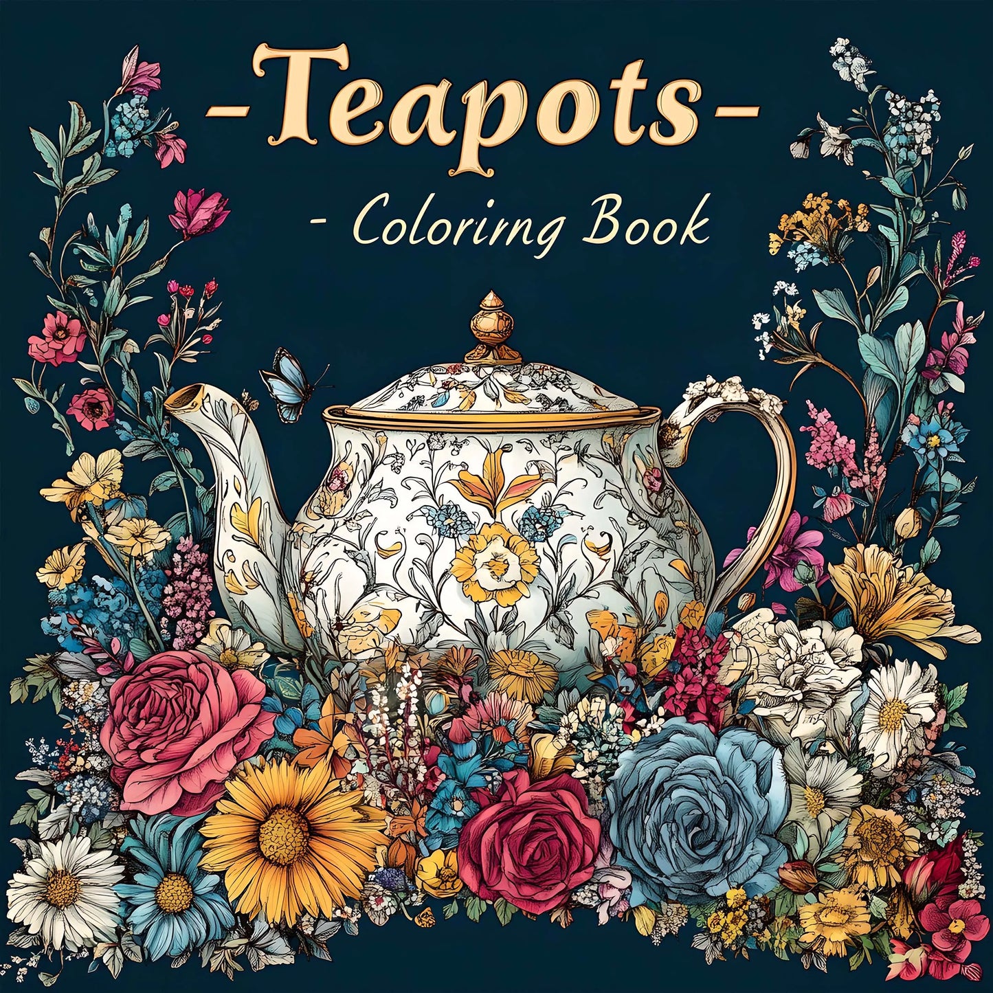 Teapots Coloring Book 24 Pages Art Adult Picture Book Gift For Birthday Party Relieve Stress Kill Time Graffiti Painting Drawing