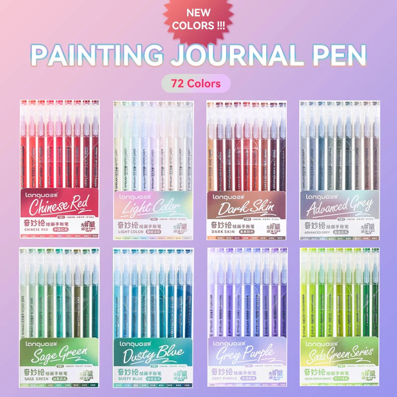 Languo 45/162/207 Colors Of One Set Color Gel Pen Drawing Handbook Pens Student DIY Graffiti Writing Painting Marker Stationery