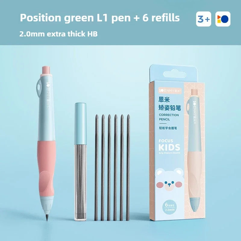 ENMY 2.0mm Mechanical Pencil Set Posture Correction Anti-Break Lead for Kids Children Writing School Supplies Korean Stationery