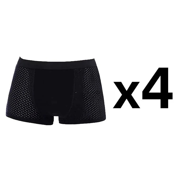 4Pcs Men's Bamboo Boxer Briefs Ultra Soft Anti Odor Underwear Breathable Mesh with Ventilation Holes Stretch Comfort for Daily