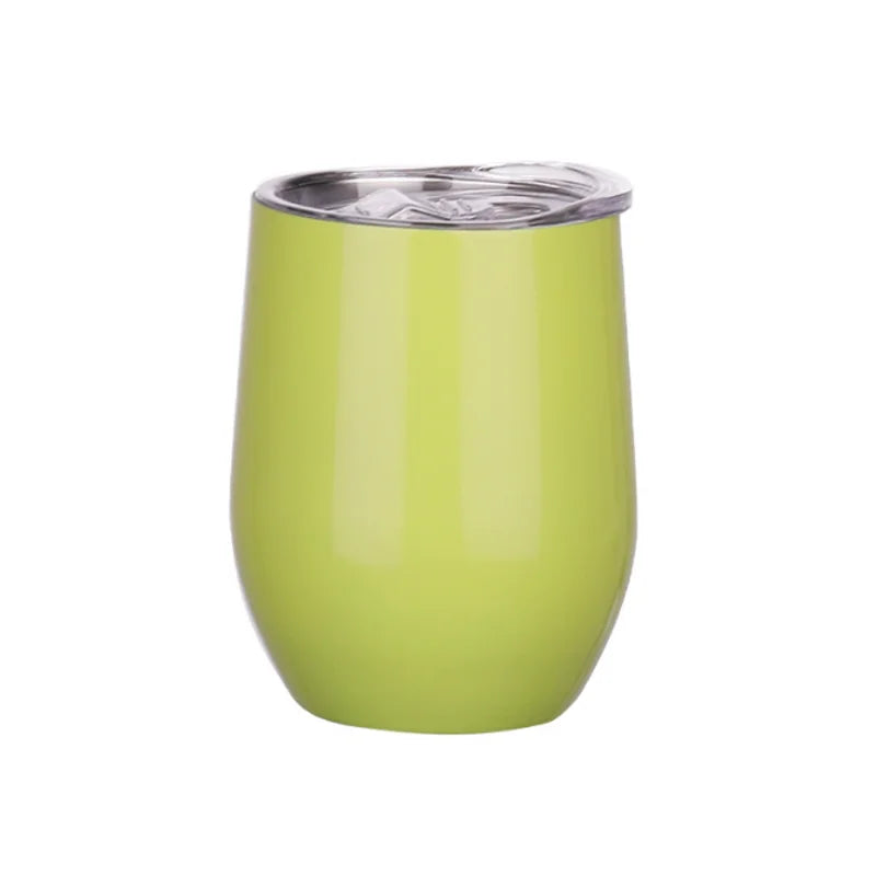 12OZ Wine seal Cover Custom Logo Mug Vacuum Insulated Thermos Garrafa Termica  Egg Shape Coffee Tumbler  Wine Beer  With Lid
