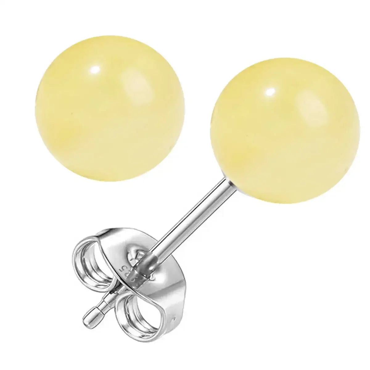 6mm Stone Beads Natural Stone Earrings Earring Stud 925 Sterling Silver Jewelry For Women Party Women's S925 Silver Earrings