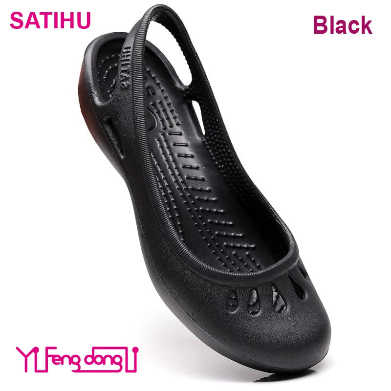 Ultralight EVA Clog Satihu Summer New Lightweight Anti Slip Hole Shoes For Women's Flat Bottom Sandals Nurse Outdoor Beach Jelly