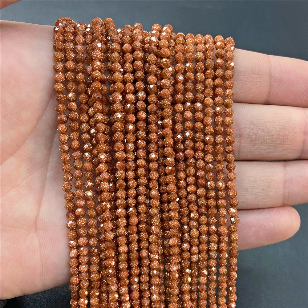 2mm 3mm 4mm Faceted Natural Stone Pink Rose Quartzs Crystal Beads Round Amethysts Loose Beads for DIY Jewelry Making Necklace