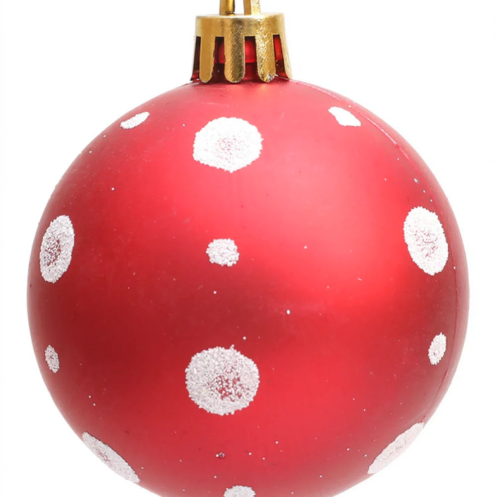 6cm Xmas Ball Ornaments Red Black Spotted Design Hanging Decorations For Christmas Tree Holiday Party Supplies