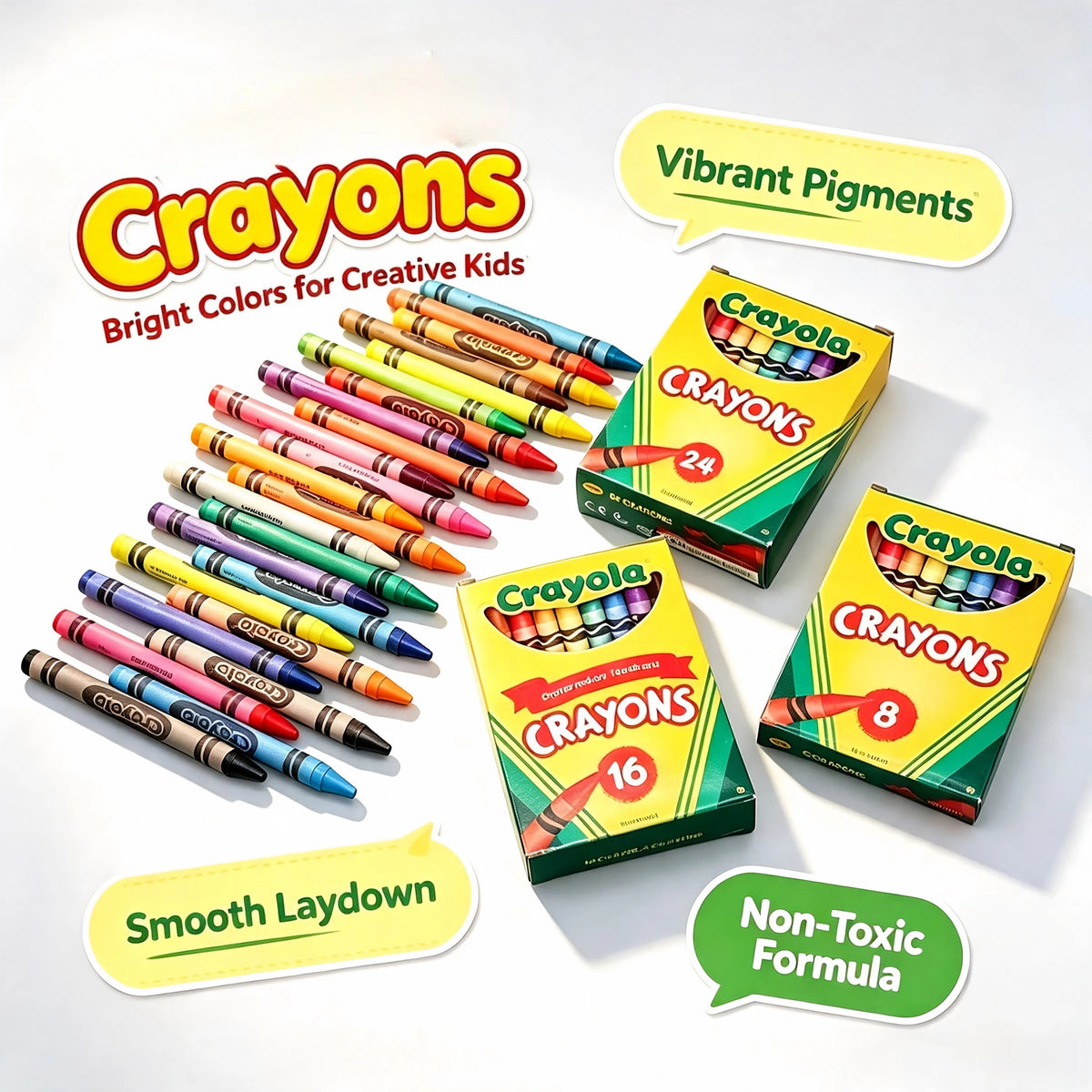 8/24 Colors Crayons Box, Safe Non‑Toxic Drawing Crayons, Kids Painting Tool Set, Back to School Art Supply Gift for Boys & Girls