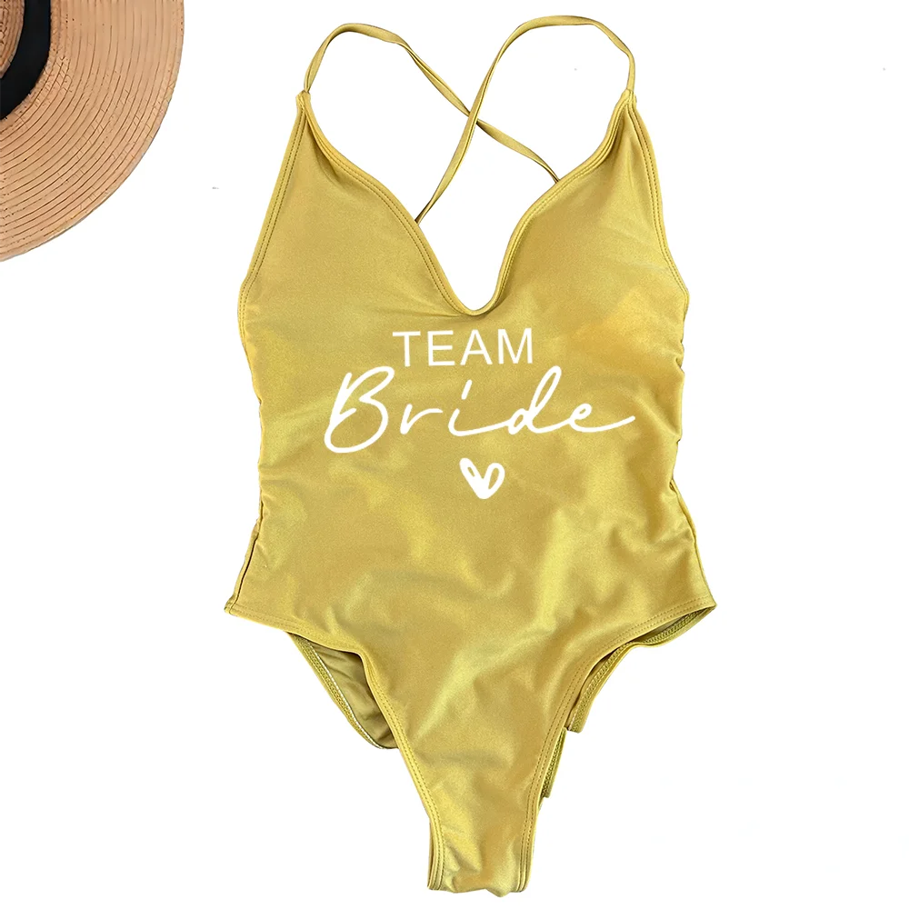 Sexy Padded One Piece Swimsuit Women Team Bride Swimwear Bikini Summer Bathing Suit Plus Size Beachwear Bachelorette Party Lady
