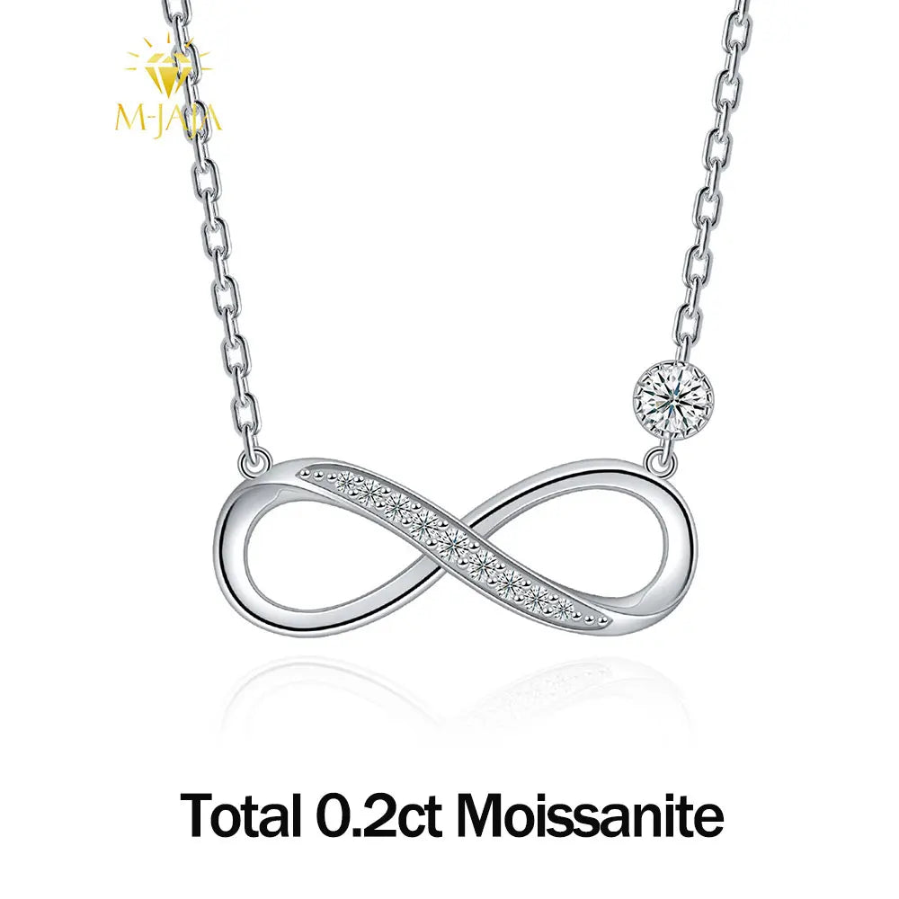 LinkerLove Moissanite Infinite Loop Pendant Necklace S925 Sterling Silver Diamond Clavicle Chain for Women Party Trendy Jewelry