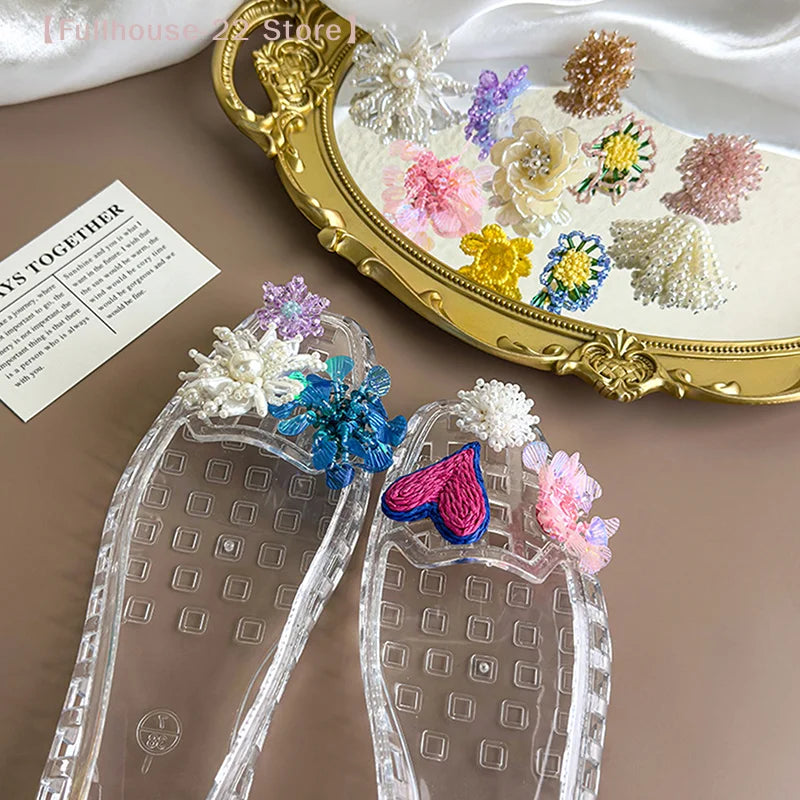 【MAX-22】Crystal Handcrafted Beaded Jelly Shoes Shoes Buckles Sandals Accessory DIY Decorative Shoe Flower Slippers Accessories