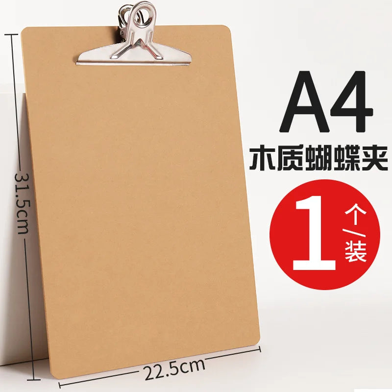 A4 Clip Board Wooden Writing Pad Folder Paper Office Supplies Organizer Clipboard Storage Box Document Pad Paper Holder