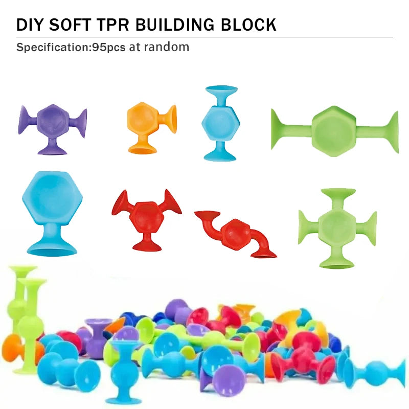 DIY Soft TPR Building Block Suction Cups Interesting Educational Construction Toys Children's Gifts Creative Assembly Toys