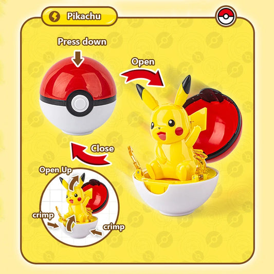 Funny Pokemon Transformation Cartoon Model Pokeball Pikachu Toys Scalable Anime Figure Dolls Model Ornaments Kids Birthday Toys