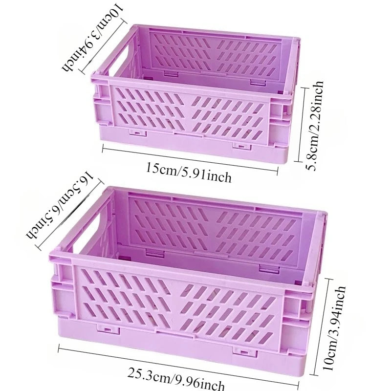 Foldable Storage Box with Handles Collapsible Crate for Toys, Cosmetics & Desk Organization