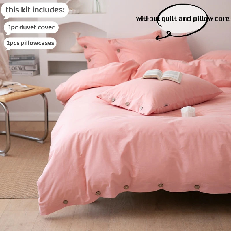 3pcs  100% cotton bedding set Double Duvet Cover Set 220x240 Solid Twist Cotton King Size Bedding Set Quilt Cover Set
