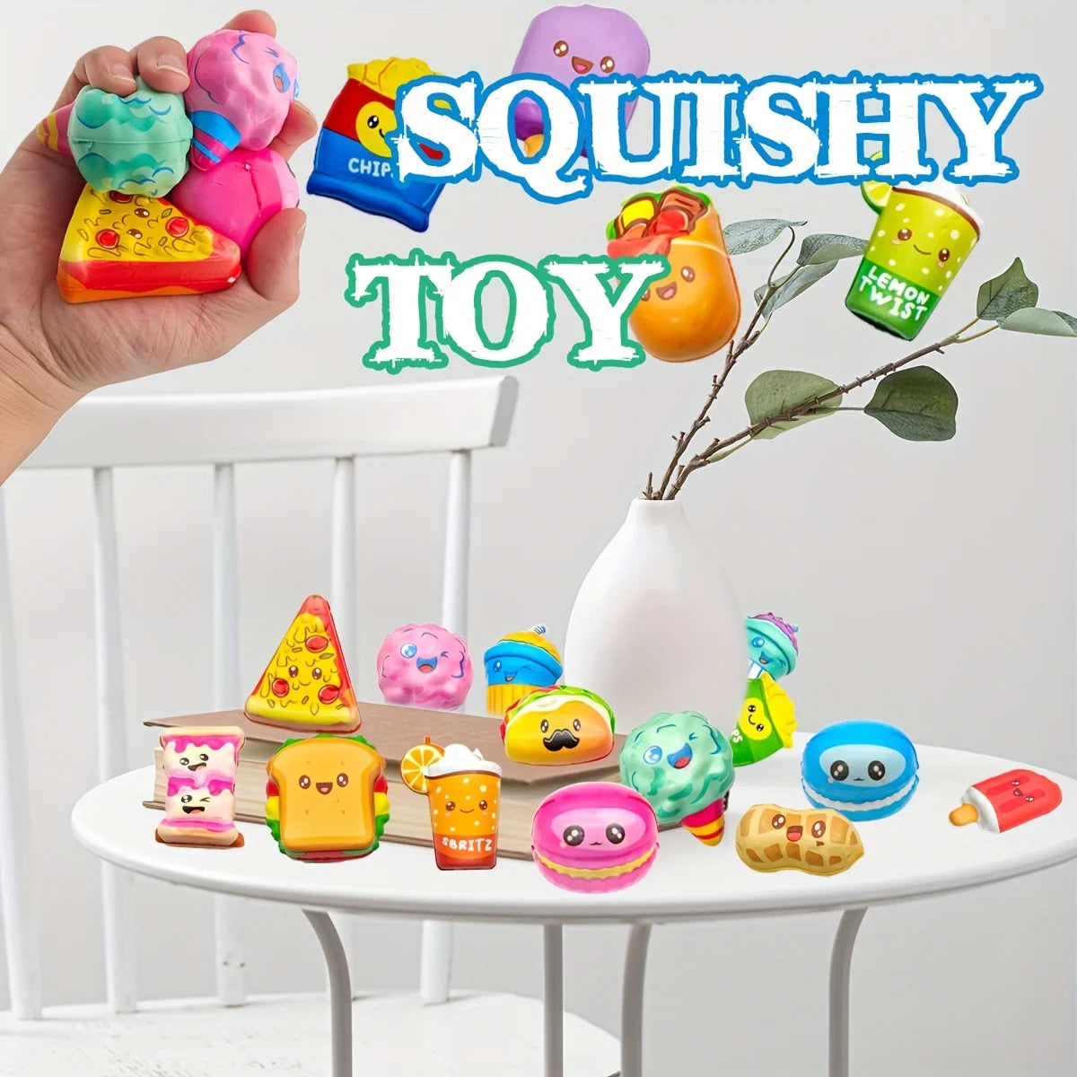 12pcs Mini Squeeze Toys, School and Birthday Gift Pack with Various Food &Fries Slow-Rising Squishy Toys,Random Styles Christmas