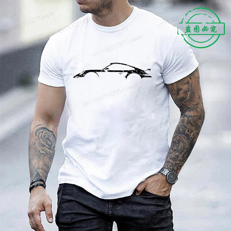 Minimalist Style T-Shirt for Men Women,Round Neck Short Sleeve Tee Shirts, Funny Race Car Printed T-Shirts for Men & Women Tops