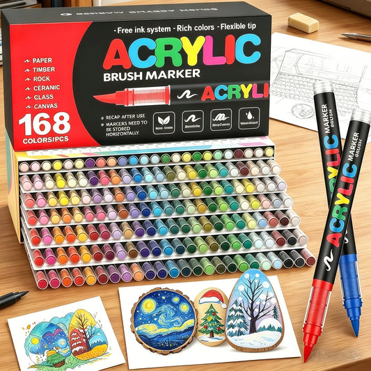 Acrylic Markers Art Markers for Wood Stone Canvas Glass Fabric Eggshells Multi-Surface Marker Pens
