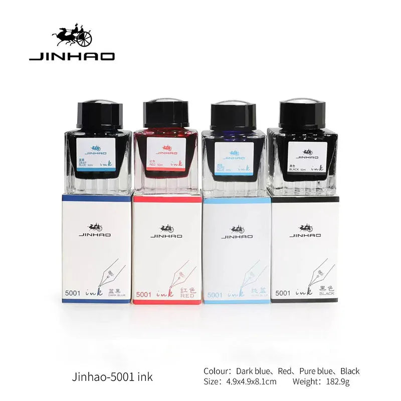 1 Bottle Jinhao 5001 Premium 50ml Fountain Pen Ink, Black, Blue, Blue Black, Smooth Writing, Suitable for Calligraphy Pen