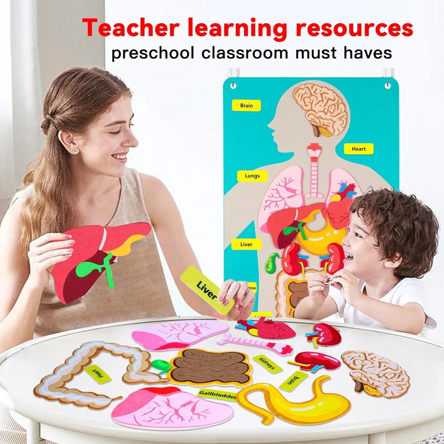 Human Body Parts Felt Board Stories for Kids Montessori Toys Sensory Activities Teaching Daycare Preschool Learning Educational